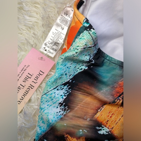 VENUS Orange and Green Halter Tie Front Tankini size 16 - Picture 10 of 12